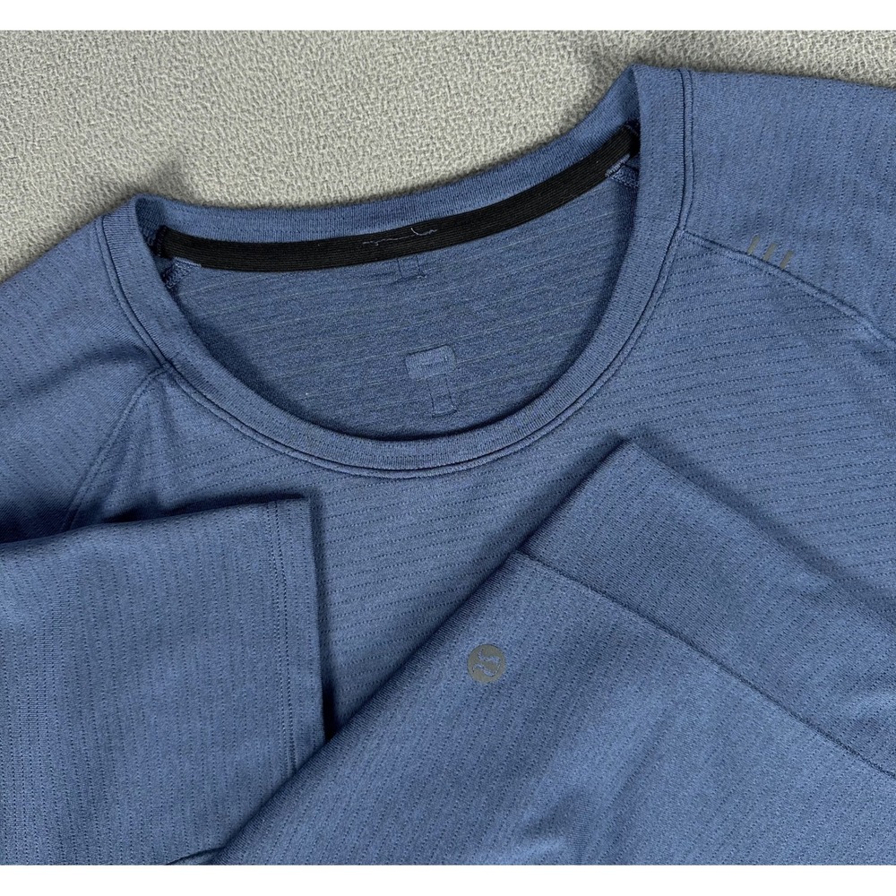 Lululemon Shirt Mens 2XL Blue Drysense Performance Drop‎ Cut Gym Lounge